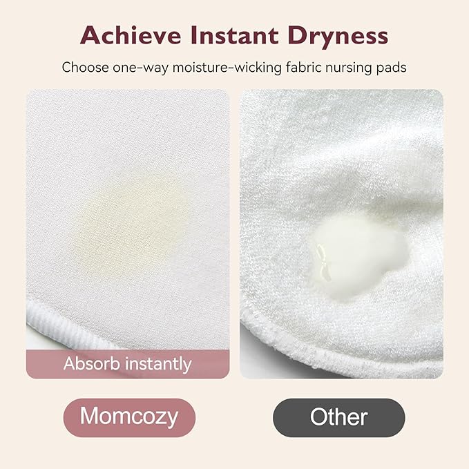 Momcozy Reusable Breast Pads 6 Count, Ultra Thin Washable Nursing Pads, Come with Dry & Wet Separation Bag + Wash Bag
