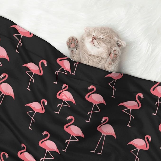 Double Sided Pet Mat for Dog Bed Topper Cat Blanket Furniture Protector, Pink Flamingo, Reversible Plush with Tactile Dot Pattern for Style Change