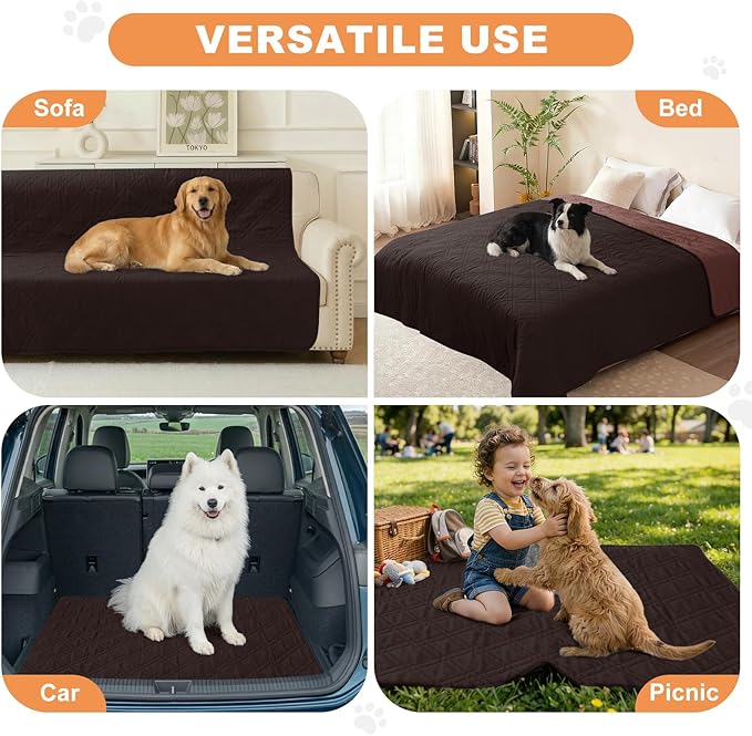 100% Waterproof Dog Couch Protector, Triple-Layer Waterproof Dog Bed Cover Pet Blanket Reversible 2-Tone Sofa Shield, Non-Slip Furniture Guard for Pets(30×30 Inch, Chocolate+Coffee)