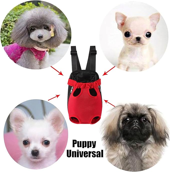 Dog Carrier Backpack, Adjustable Puppy Front Carrier Backpack, Ventilated Dog Chest Carrier for Hiking Camping Travel, Sling Bag for Small Medium Dog Cat Rabbit Puppies, Suit 3-5 lbs (Black, S)