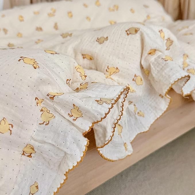 BuLuTu Cute Toddler Pillow Cases Cotton Muslin Toddler Pillowcase 1 PC, Ultra Soft Small Pillowcase Fits Toddler Pillow Sized 12"x16"/13"x18"/14"x19", Enveloped Closure Kids Girls Boys Pillowcases