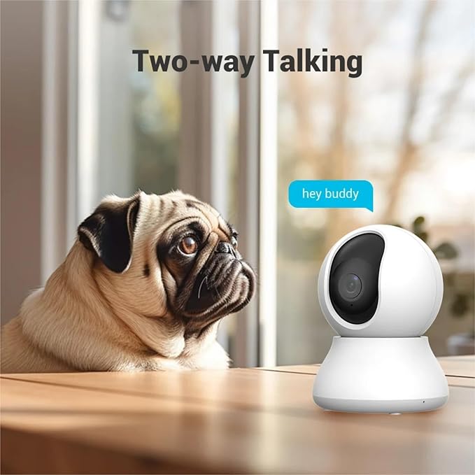 2.4G WiFi Indoor Camera 2K 3MP 360° PTZ Pet Dog IP CCTV Camera with Phone App 2-Way Talk Night Vision for Home Securi(UK Plug)
