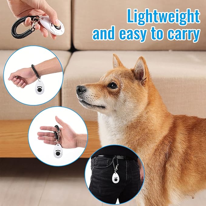 Diyife Dog Clicker for Training, 2 Pack Dog Training Clicker, Clicker Dog Training with Wrist Strap, Pet Training Clicker, Perfect for Dog Cat Puppies Behavioral Training (Blue and White)