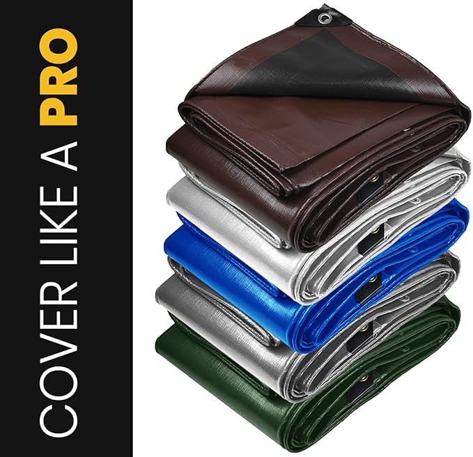 PROTARP Extra Heavy Duty 16 Mil Tarp Cover, Waterproof, UV Resistant, Rip and Tear Proof, Poly Tarpaulin with Reinforced Edges for Roof, Camping, Patio, Pool, Boat. (Blue 100′ X 100′)