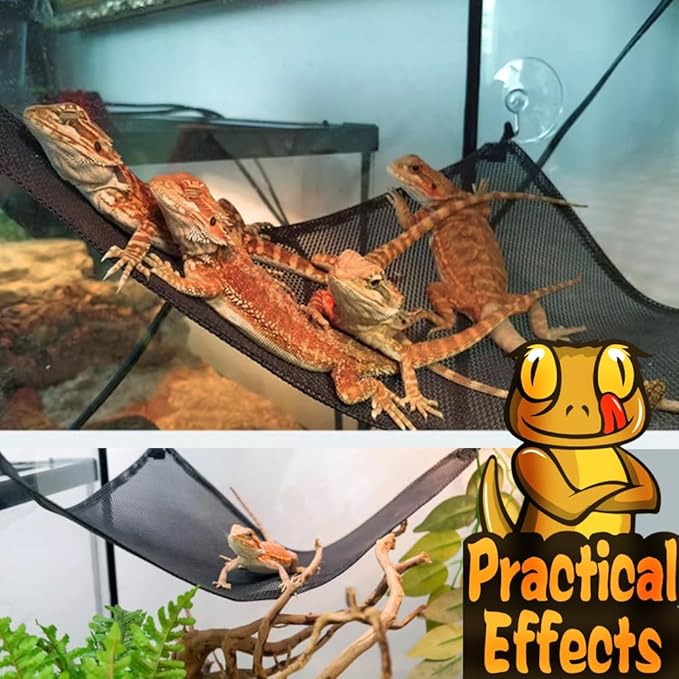 2PCS Bearded Dragon Hammock Reptile Hammock for Bearded Dragon Tank Accessories,Breathable Mesh Reptile Bed and Rest for Geckos Lizards,Snakes,Chameleon,Fish