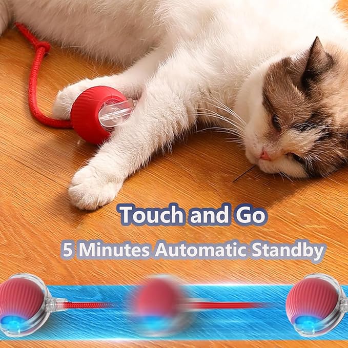 Interactive Cat Toys for Indoor Cats, Agility Move Cat Balls,Motion Activated Cat Balls, Cat Toys for Bored Indoor Cats（Red）