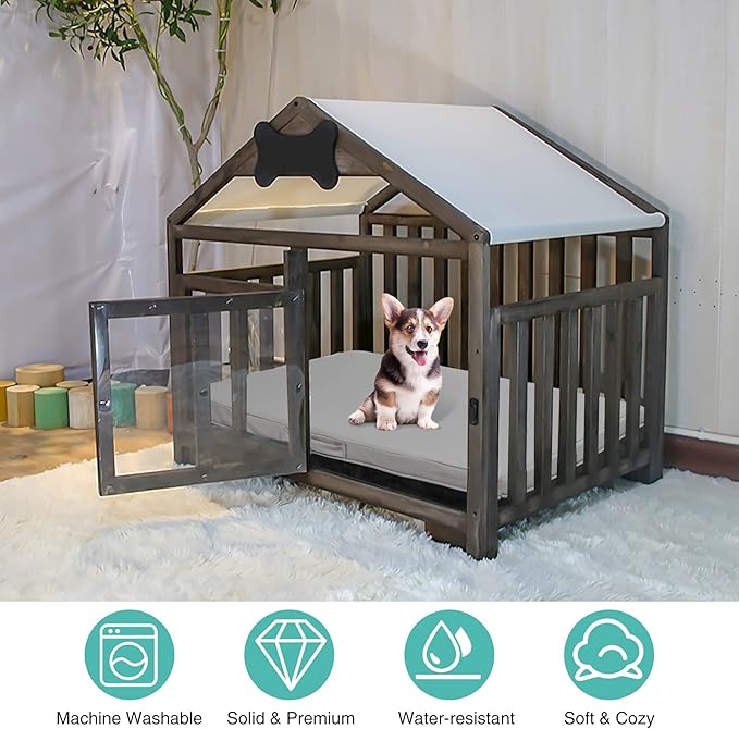 Large Orthopedic Dog Bed, Portable Pet Bed Kennel Mat for Large Dogs Cats, Memory Foam Dog Bed Pillow for Crate with Removable Washable Cover and Nonslip Bottom, 36x27x3.4 Inches