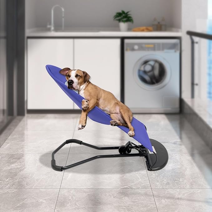 Pet Rocking Chair, Portable Foldable Pet Rocker Bed with 3-Level Height Adjustment, Pet Hammock for Small Dogs & Cats up to 33lbs, Breathable Mesh Hanging Bed with Safety Buckle (Purple)