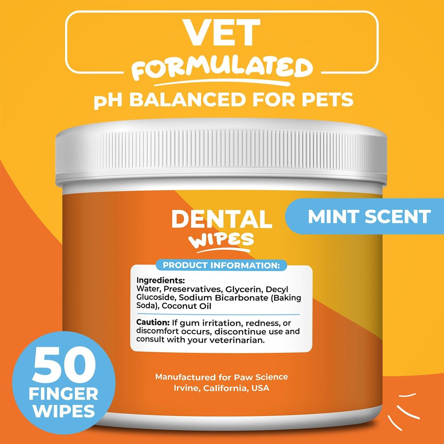 Dog Teeth Cleaning Wipes - Dental Finger Wipes for Dogs & Cats - Pet Toothbrush & Tooth Brushing Kit - Effective Teeth Cleaner (Mint)