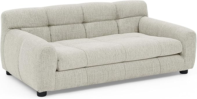 38" Pet Sofa Couch for Small and Medium Dogs, Soft Foam Cushion Dog Couch with Backrest & Armrests, Short Leg Stable Design, Durable Linen Fabric Pet Bed, Modern Style