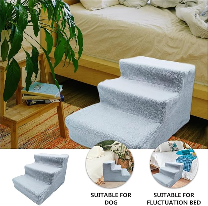 Pet Ladder Dog Stairs Cat Steps Ramp Gray Non-Slip Pet Climb Ladder for Beds and Furniture Suitable for Puppies and Small Dogs