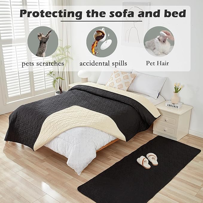 Waterproof Dog Bed Cover Pet Blanket, Soft Pet Couch Covers for Sofa Washable, Bed Couch Sofa Furniture Protector for Puppy Cat Kids (Black,210 * 210 CM)
