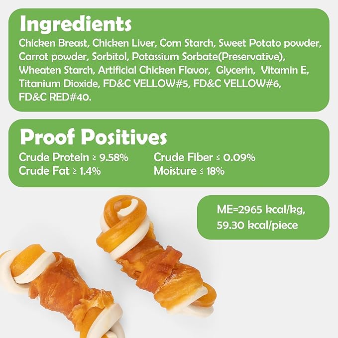 MON2SUN 2.5" Rawhide Free Dog Treats with Mixed Vegetables, Chicken Wrapped Mini Knot Bones for Small Dogs, Healthy Snacks for Balanced Nutrition, 21.2oz (Pack of 2)