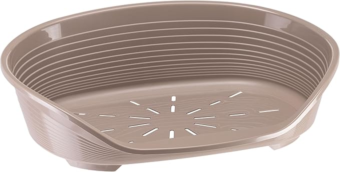 Ferplast Cat Bed, Plastic Dog Bed Medium, Ventilation Holes and Non-Slip Rubber Feet for Added Stability 70,5 x 52 x h. 23.5 cm. Taupe