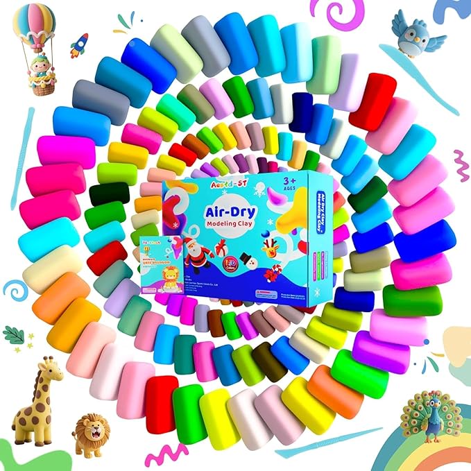 Air Dry Clay 156 Colors, Modeling Clay for Kids, Model Magic Clay, DIY Molding Clay Kit with Sculpting Tools, Soft and Non-Sticky, Arts and Crafts Gift for Boys Girls Kids