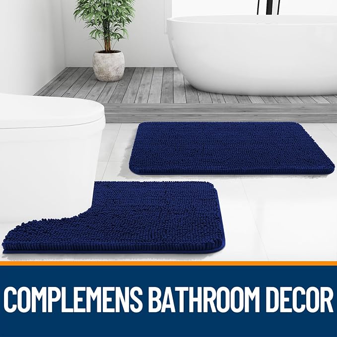 OLANLY Small Bathroom Rugs 24x16, Extra Soft Absorbent Chenille Bath Rugs