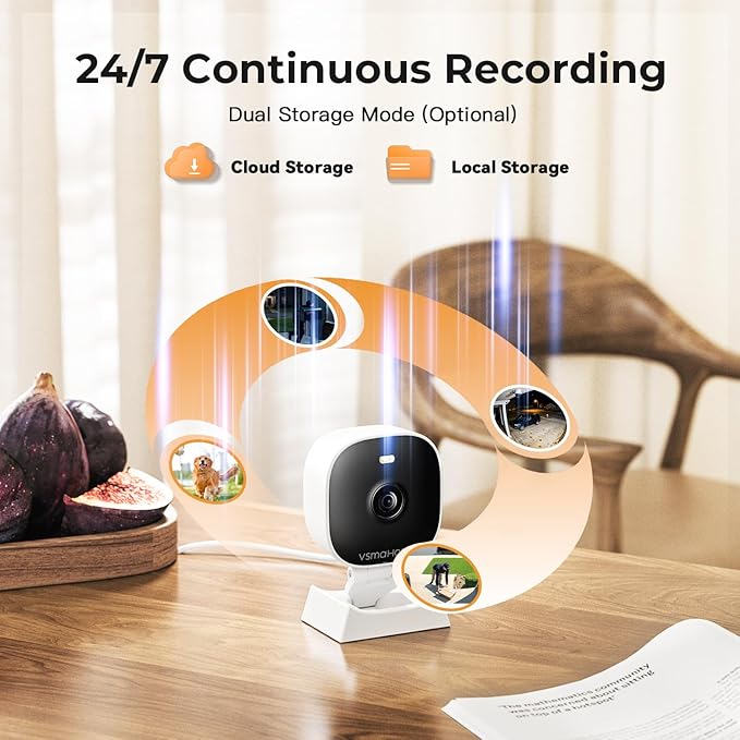 2K Cameras for Home Security,Indoor/Outdoor Security Camera for Elder/Dog/Pet,2.4G/5G Wi-Fi Camera with Color Night Vision, 2-Way Audio,Plug&Play,24/7,Memory Card Storage