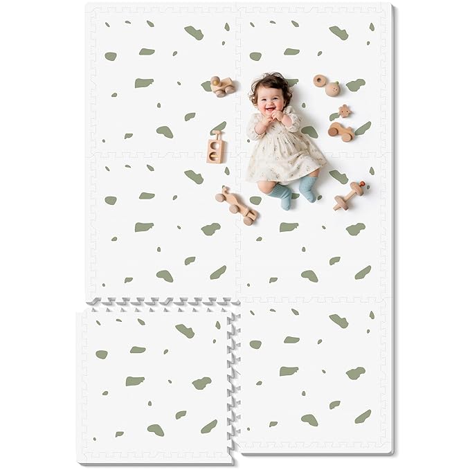 Baby Foam Play Mat-72”x 48” Baby Playmat,6-Piece Interlocking Foam Floor Tiles,Puzzle Mat for Infants and Toddlers,Waterproof Crawling Mat,Non Toxic Play Mat for Baby Tummy Time Mat(Spot)