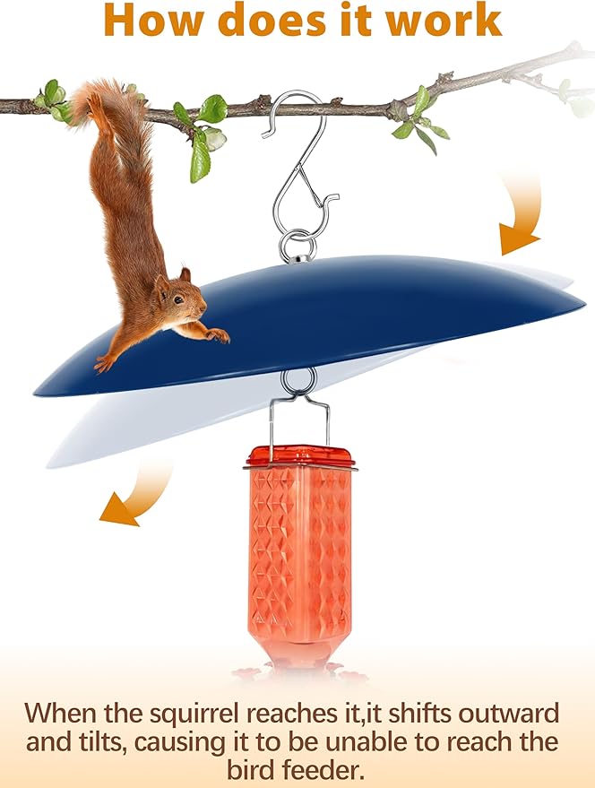 Bird Feeder Dome Guard,Squirrel Baffle for Hanging Feeder,13-Inch Cover for Shepherd's Hook in The Outdoors (Blue), 1 Pack
