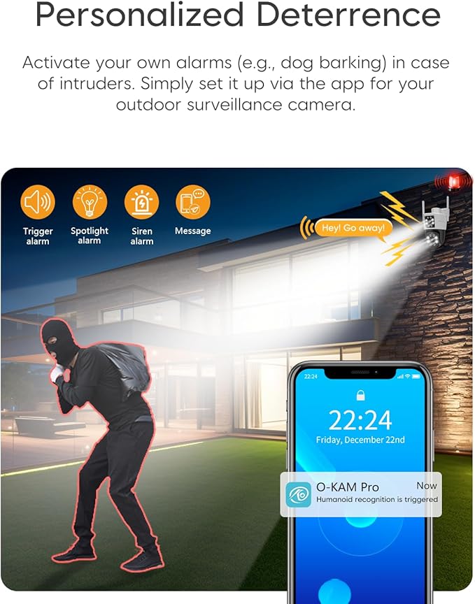 VSTARCAM 2MP+2MP Outdoor Security Camera, 2K Dual Camera, 360° Monitoring, Custom Alarm Sound, Full Color Night Vision, 2-Way Audio, 2.4GHz WiFi, PIR Motion Sensor,Real Time Notifications