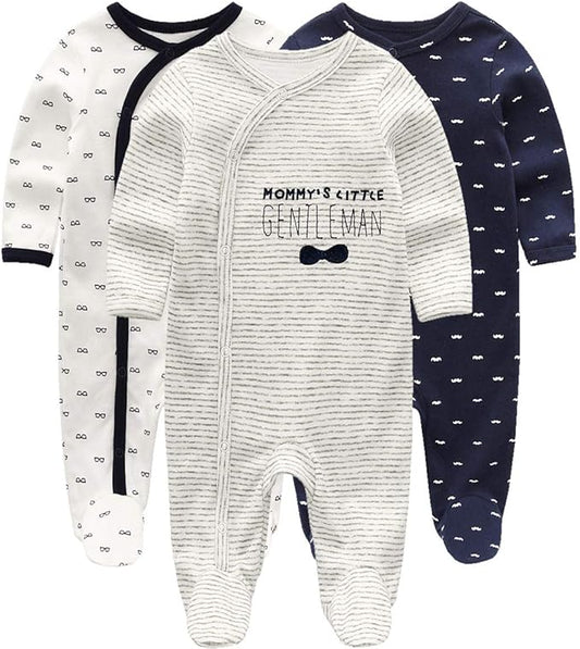 Kiddiezoom Baby and Toddler Boys'Snug Fit Footed One-Piece Romper Jumpsuit Cotton Cotton Footed Outfit