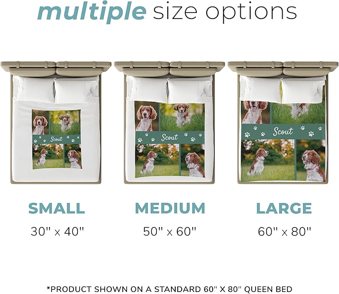 Prints Next Day – Custom 30" x 40" Fleece Pet Lightweight Blanket with Multi-Photo Upload - Personalized with Pet Lightweight's Name - Gift for Dog or Cat Owners - Printed in America