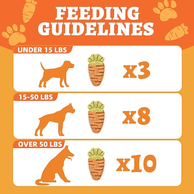 Just Try 10.58oz Baked Carrot Treats Dog Biscuits Chicken Flavor with Carrot & Broccoli Rich in Dietary Fiber Training Treats Healthy Dog Treats