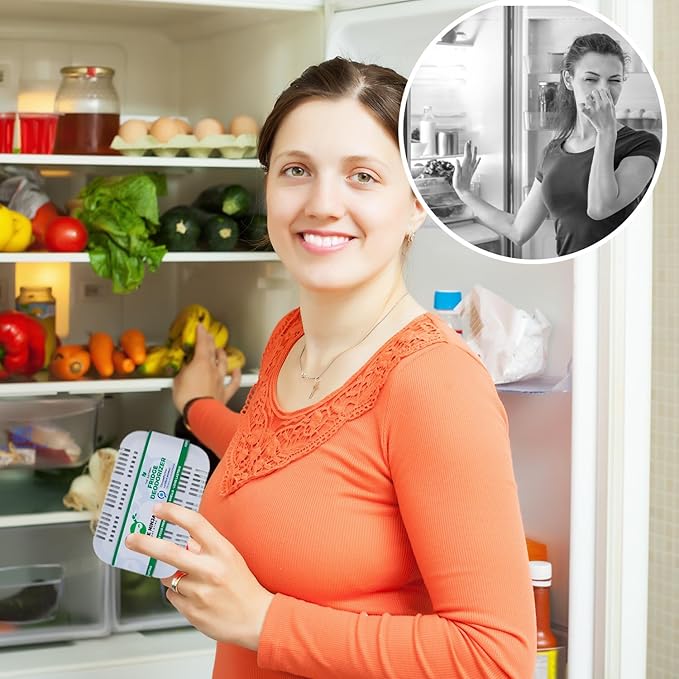 XL Pack of Refrigerator Deodorizer Odor Eliminator – Better than Baking Soda - Refrigerator and Fridge Smell Eliminator – Freezer Deodorizer Odor Eliminator for Refrigerators, Coolers, and Lunch Boxes