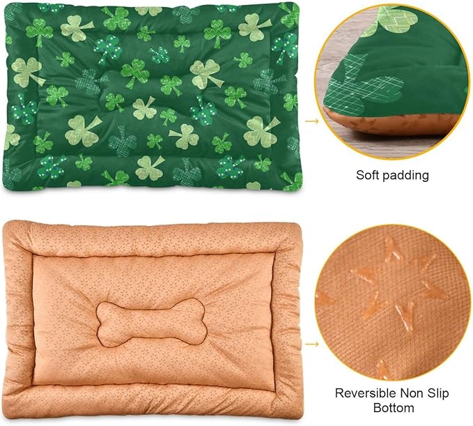 Pet Bed St. Patrick's Stripes Shamrock Dog Bed Mat Absorbing Non Slip Pad Pet Sleeping Mat for Small, Medium, and Large Dogs Puppy Cat 36 in x 24 in