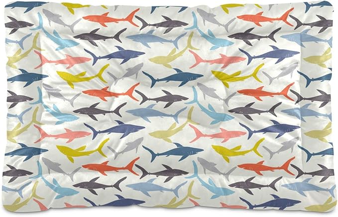 Pet Bed Shark Colorful Dog Bed Mat Absorbing Non Slip Pad Pet Sleeping Mat for Small, Medium, and Large Dogs Puppy Cat 36 in x 24 in