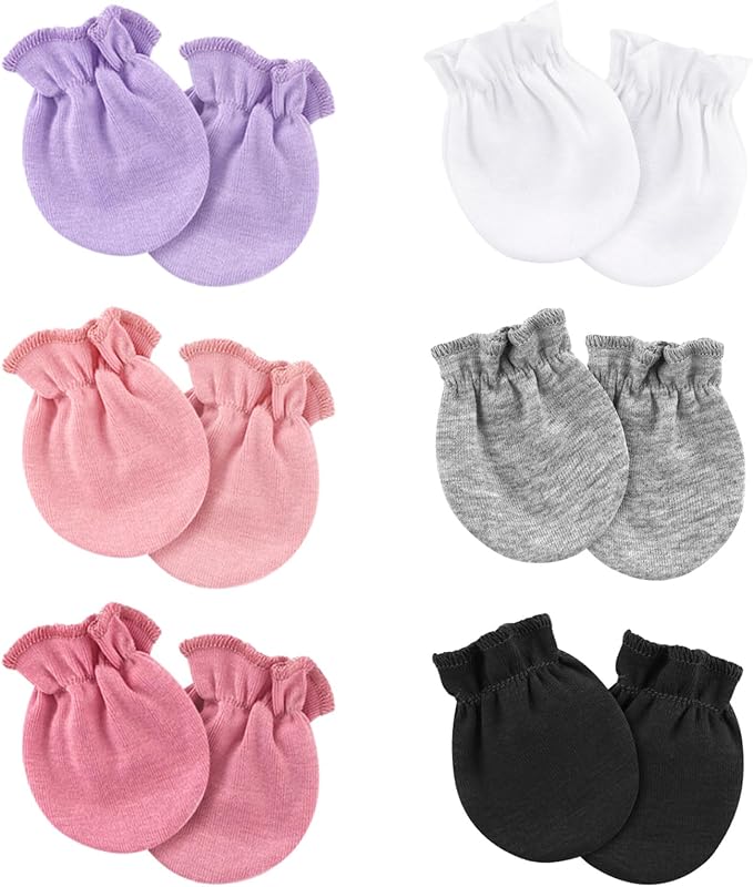 Newborn Baby Mittens No Scratch Cotton Elastic Wrist Gloves Infant Toddler Mittens for Baby Boy Girl 0-6 Months