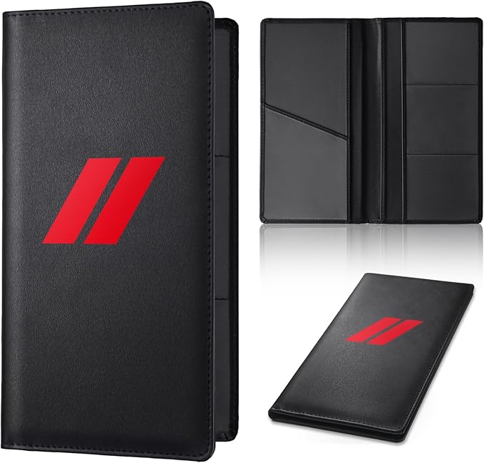 Leather Car Registration and Insurance Cards Holder Compatible with Dodge Challenger Charger SRT RAM Auto Accessories, Vehicle Glove Box Car Organizer with Magnetic Shut, Documents License