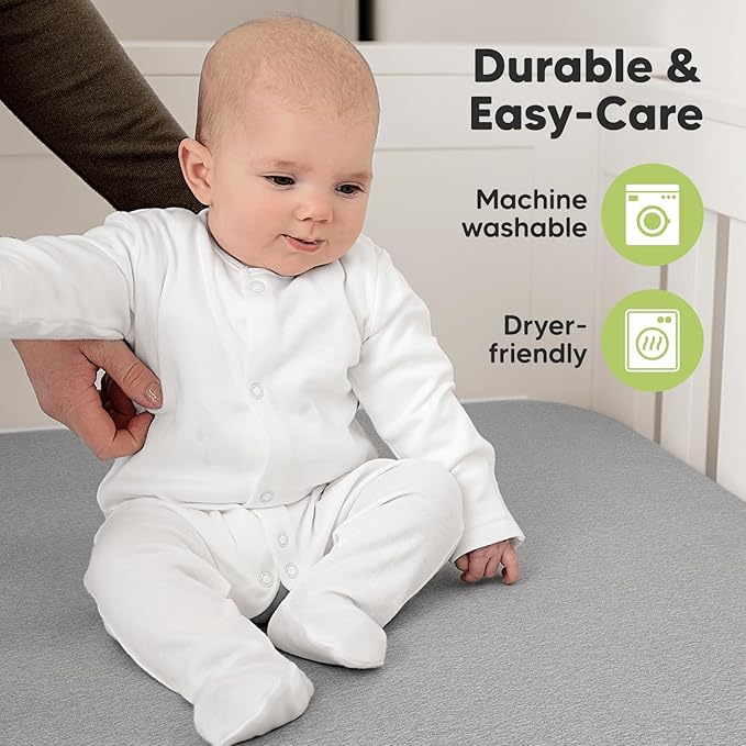 KeaBabies 2-Pack Organic Crib Sheets for Boys, Girls - 52x28 Fitted Crib Mattress Sheet Neutral, Breathable Jersey Cotton Cover for Baby Bed, Toddler Mattress, Soft & Cute Prints (Storm)