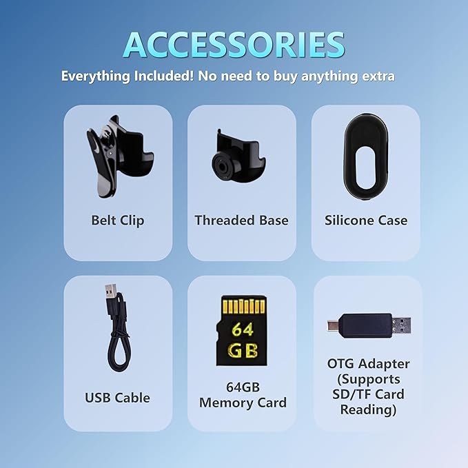 WHALPAW HD 1080P Pet Camera Collar - 64GB Mini Action Cam for Cats/Dogs, Wearable Body Camera with 170° Lens & Adjustable Clip, No WiFi Needed (Black 64G)