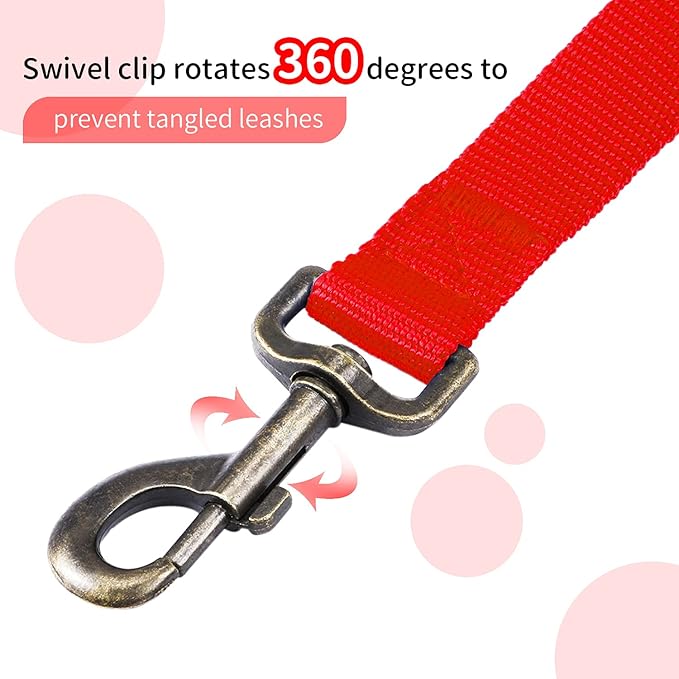 HIKISS Long Dog Leash Obedience Recall Training Agility Lead with Thickening Material for Large Dog - 15ft 20ft 30ft 50ft 100ft Training Leash(Red 15ft)