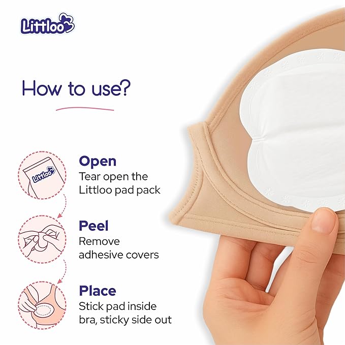 Littloo Ultra Thin Disposable Nursing Breast Pads - 60 PCS| Super Absorbent, Individually Wrapped, Leak-Proof & Soft | Lightweight, Waterproof & Breathable