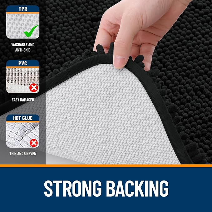 OLANLY Toilet Rugs U-Shaped 24x20, Extra Soft Absorbent Chenille Contour