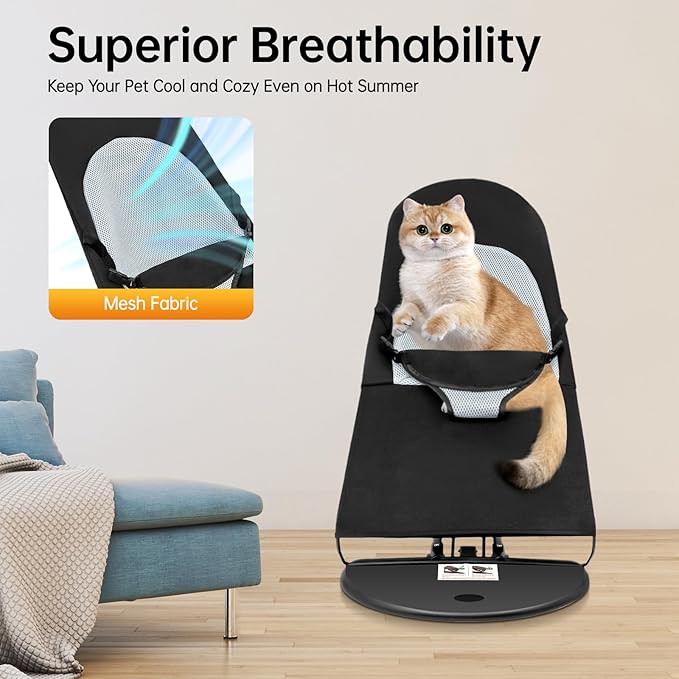 Pet Rocking Chair Small Dogs, Portable Foldable Rocker Bed 33lbs, Stainless Steel Breathable Mesh, Adjustable Height Outdoor Swing Bed 3.97lbs