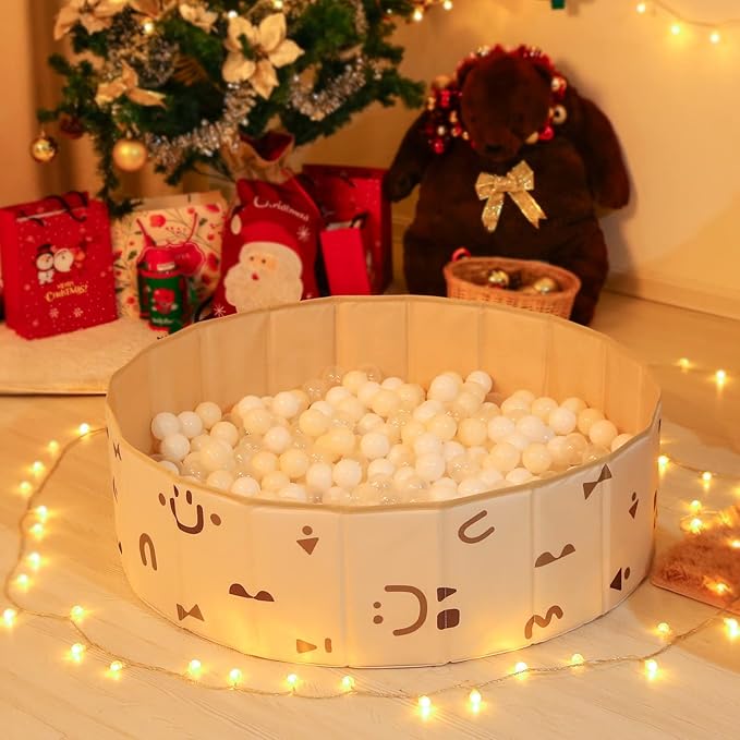 GOGOSO Balls for Ball Pit - Plastic Ball for Toddlers 1-3, Baby Kids Ball Pool Decoration 50 100 200 300 500 1000 (A White+Beige+Clear, 500 Balls)