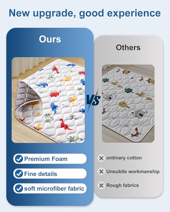 Odorless Premium Foam Baby Play Mat 79" x 63", Soft Microfiber Fabric Crawling Mat for Floor- Comfortable and Hypoallergenic, Non-Slip Cushioned Floor Playpen mat for Infants,Babies,Toddlers