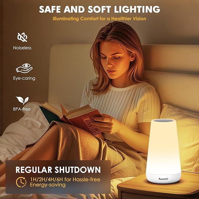 Night Light, Dimmable Touch Lamp for Bedroom, Portable Rechargeable Bedside Table Lamp for Baby Nursery, 13 RGB Colors & 5 Brightness, Night Lights for Bedroom Living Room Bathroom Hallways