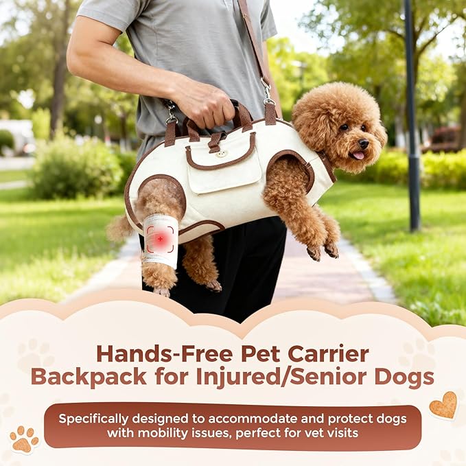 Hands Free Dog Backpack Carrier for Small Dogs, Yorkie Shoulder Carrier Sling Backpack Carriers Dog Lift Harness Portable Breathable Pet Carrier Backpack for Small Puppies (L, 14.3-19.8lbs)