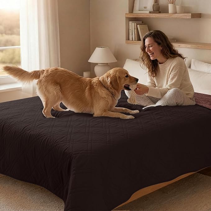 100% Waterproof Dog Couch Protector, Triple-Layer Waterproof Dog Bed Cover Pet Blanket Reversible 2-Tone Sofa Shield, Non-Slip Furniture Guard for Pets(68×82 Inch, Chocolate+Coffee)