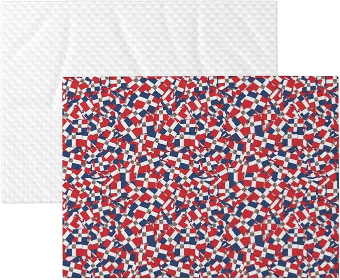 Two Sided Plush Pet Blanket for Crates Carriers Home Use, Dominican Republic Flag Wave, Reversible Throw with Cozy Dot Fabric and Silky Reverse for Small Large Pets