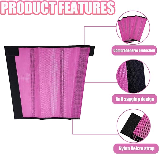Mesh Horse Fly Boots Set of 4, Breathable Loose Fitting Leggings for Horses, Reduces Stomping & Fatigue, Leg Fly Protection (Rose red)