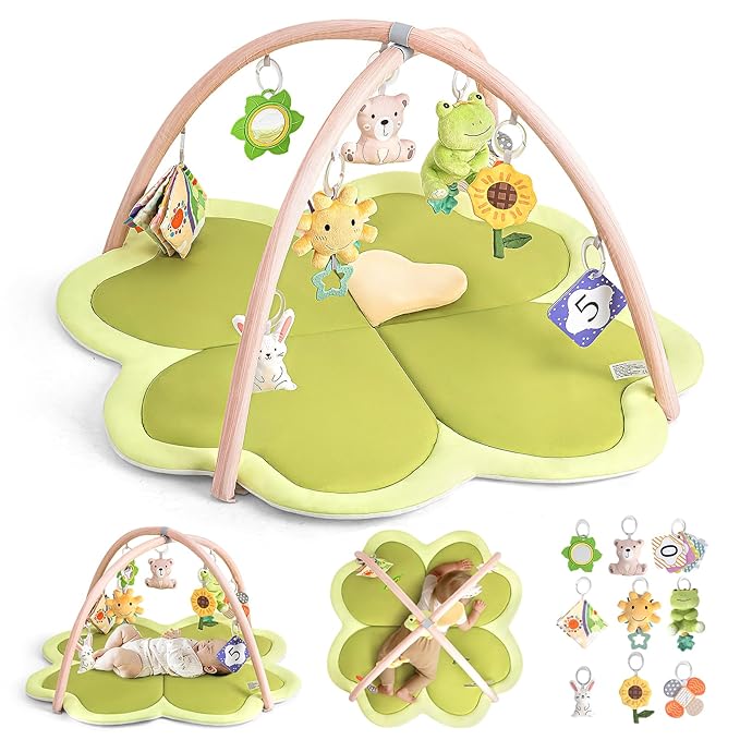 Baby Play Mat Activity Gym for Babies and Toddlers, Four-Leaf Clover Baby Play Gyms & Playmats for Babies