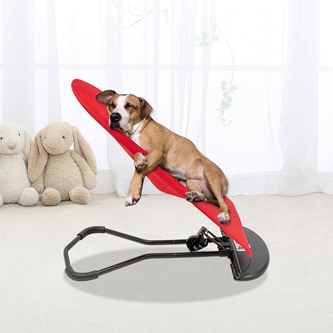 Pet Dog Cat Rocking Chair, Portable Foldable Pet Rocker Bed 3-Level Height Adjustable Small Pet Rocker Summer Breathable Pet Rocker Sofa Bed Dog Cats Rocker Beds for Pets Under 33lbs Red