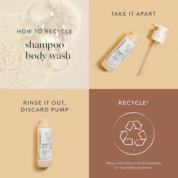 The Honest Company 2-in-1 Cleansing Shampoo + Body Wash for Sensitive Skin | Gentle for Baby | Naturally Derived, Tear-free, Hypoallergenic | Fragrance Free, 10 fl oz