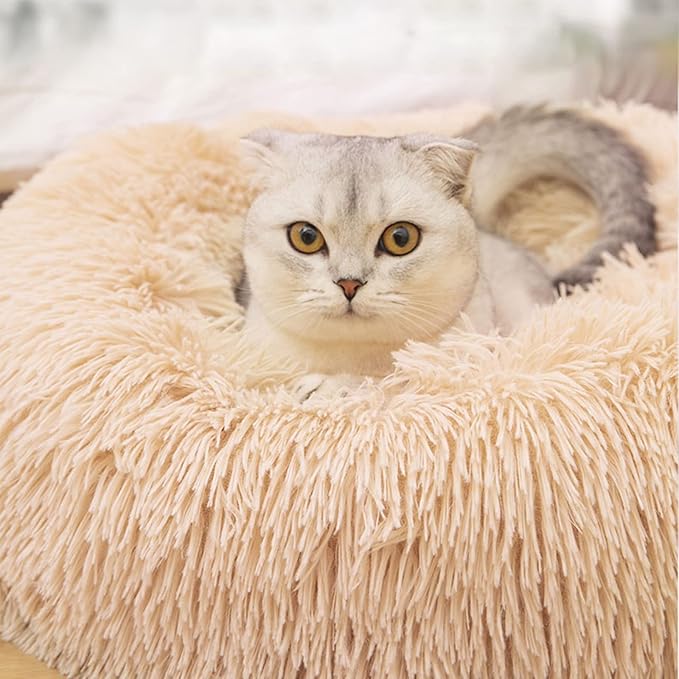Nisrada Cat Beds for Indoor Cats,20 Inch Dog Bed for Small Melium Large Dogs, Washable-Round Pet Bed for Puppy and Kitten with Slip-Resistant Bottom