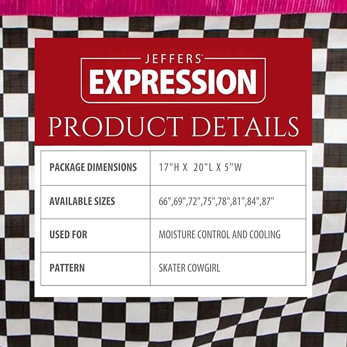 Jeffers Expression Fleece Cooler for Horses, Standard Neck, Skater Cowgirl 81"- Equine Towel Blanket, Moisture Absorbent, Light Weight, Best for Drying, Exercise, Bathing, Adjustable Belly Bands